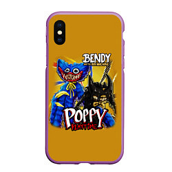 Чехол iPhone XS Max матовый POPPY PLAYTIME AND BENDY AND THE INK MACHINE, цвет: 3D-фиолетовый