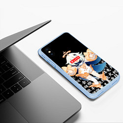 Чехол iPhone XS Max матовый GENSHIN IMPACT SENPAI ИЕРОИГЛИФЫ, цвет: 3D-голубой — фото 2