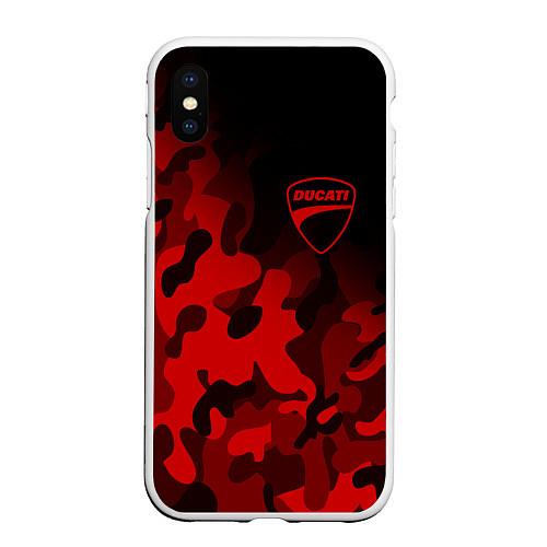 Чехол iPhone XS Max матовый DUCATY RED MILITARY ДУКАТИ МИЛИТАРИ / 3D-Белый – фото 1