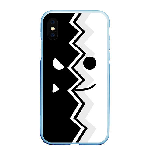 Чехол iPhone XS Max матовый GEOMETRY DASH GOOD & BAD SMILE DEMON / 3D-Голубой – фото 1