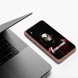 Чехол iPhone XS Max матовый РИСУНОК БУМАЖНЫЙ ДОМ - LA CASA DE PAPEL BELLA CIAO, цвет: 3D-коричневый — фото 2