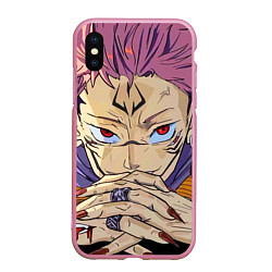 Чехол iPhone XS Max матовый Jujutsu Kaisen Магическая битва - Сукуна, цвет: 3D-розовый