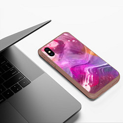 Чехол iPhone XS Max матовый Акварельные Волны, цвет: 3D-коричневый — фото 2