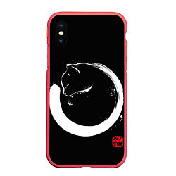 Чехол iPhone XS Max матовый Кошечка спит на тебе Инь Янь, цвет: 3D-красный