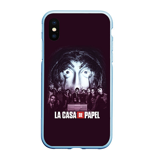 Чехол iPhone XS Max матовый БУМАЖНЫЙ ДОМ ПЕРСОНАЖИ - LA CASA DE PAPEL / 3D-Голубой – фото 1