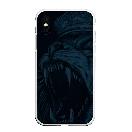 Чехол iPhone XS Max матовый Zenit lion dark theme / 3D-Белый – фото 1
