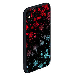 Чехол iPhone XS Max матовый НЕОНОВЫЕ СНЕЖИНКИ, НОВЫЙ ГОД 2022, цвет: 3D-черный — фото 2