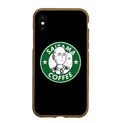 Чехол iPhone XS Max матовый ONE-PUNCH MAN OK COFFEE, цвет: 3D-коричневый