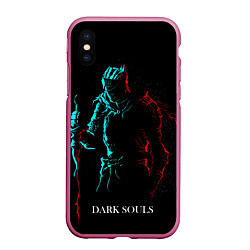 Чехол iPhone XS Max матовый Dark Souls NEON Силуэт, цвет: 3D-малиновый