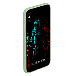 Чехол iPhone XS Max матовый Dark Souls NEON Силуэт, цвет: 3D-салатовый — фото 2