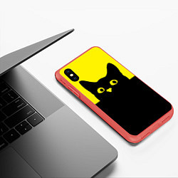 Чехол iPhone XS Max матовый Котик голова кота, цвет: 3D-красный — фото 2