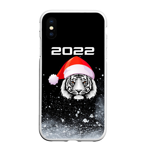 Чехол iPhone XS Max матовый Новогодний тигр 2022 / 3D-Белый – фото 1