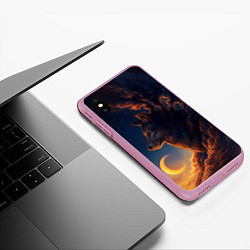 Чехол iPhone XS Max матовый Ночной Волк Night Wolf, цвет: 3D-розовый — фото 2