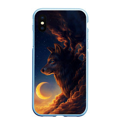 Чехол iPhone XS Max матовый Ночной Волк Night Wolf, цвет: 3D-голубой