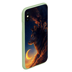 Чехол iPhone XS Max матовый Ночной Волк Night Wolf, цвет: 3D-салатовый — фото 2