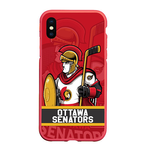 Чехол iPhone XS Max матовый Оттава Сенаторз, Ottawa Senators / 3D-Красный – фото 1