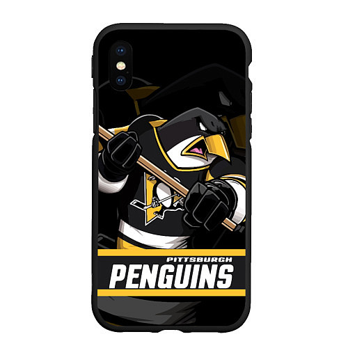 Чехол iPhone XS Max матовый Питтсбург Пингвинз, Pittsburgh Penguins / 3D-Черный – фото 1