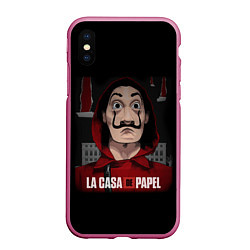 Чехол iPhone XS Max матовый БУМАЖНЫЙ ДОМ СЕРИАЛ LA CASA DE PAPEL, цвет: 3D-малиновый