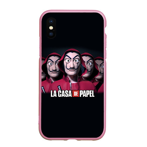 Чехол iPhone XS Max матовый LA CASA DE PAPEL BELLA CIAO БУМАЖНЫЙ ДОМ / 3D-Розовый – фото 1