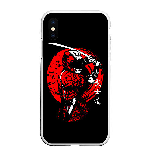 Чехол iPhone XS Max матовый МОТО САМУРАЙ С КАТАНОЙ JAPAN SAMURAI / 3D-Белый – фото 1