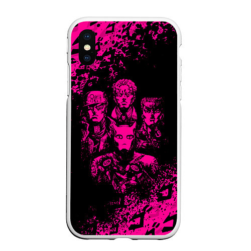 Чехол iPhone XS Max матовый JOJO BIZARRE ADVENTURE ПЕРСОНАЖИ / 3D-Белый – фото 1