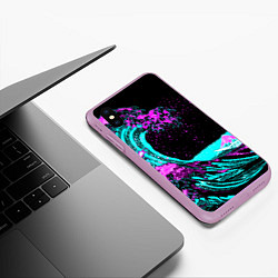 Чехол iPhone XS Max матовый НЕОНОВАЯ ЯПОНИЯ, ВОЛНА, ФУДЗИЯМА NEON JAPAN, цвет: 3D-сиреневый — фото 2