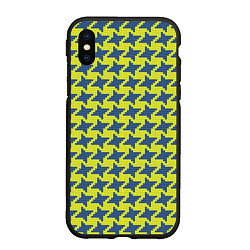 Чехол iPhone XS Max матовый Сине-желтые гусиные лапки, цвет: 3D-черный