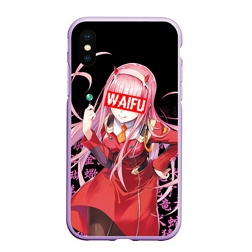 Чехол iPhone XS Max матовый 02, ZERO TWO, DARLING IN THE FRANXX / 3D-Сиреневый – фото 1