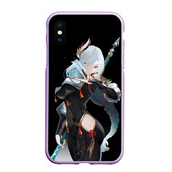 Чехол iPhone XS Max матовый Shenhe Genshin Impact Шинхи Шень Хе, цвет: 3D-сиреневый