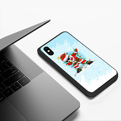 Чехол iPhone XS Max матовый Santa Dabbing в гирлянде, цвет: 3D-черный — фото 2