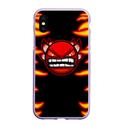 Чехол iPhone XS Max матовый Geometry Dash: Smiley Demon, цвет: 3D-светло-сиреневый