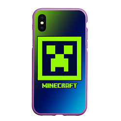 Чехол iPhone XS Max матовый МАЙНКРАФТ - КРИПЕР, цвет: 3D-фиолетовый