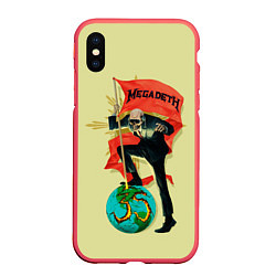 Чехол iPhone XS Max матовый Megadeth world, цвет: 3D-красный