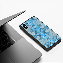 Чехол iPhone XS Max матовый Коллекция Фрактальная мозаика Голубой 292-6-n Низ, цвет: 3D-черный — фото 2