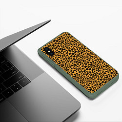 Чехол iPhone XS Max матовый Леопард Leopard, цвет: 3D-темно-зеленый — фото 2