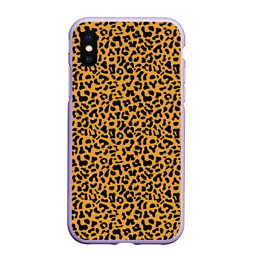 Чехол iPhone XS Max матовый Леопард Leopard / 3D-Светло-сиреневый – фото 1