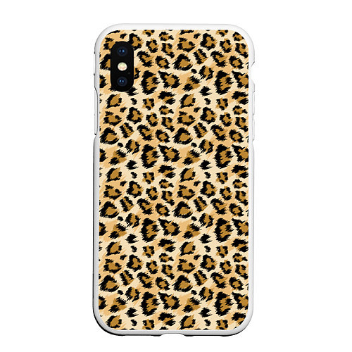 Чехол iPhone XS Max матовый Пятна Дикого Леопарда / 3D-Белый – фото 1