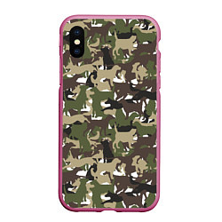 Чехол iPhone XS Max матовый Камуфляж из Собак Camouflage, цвет: 3D-малиновый