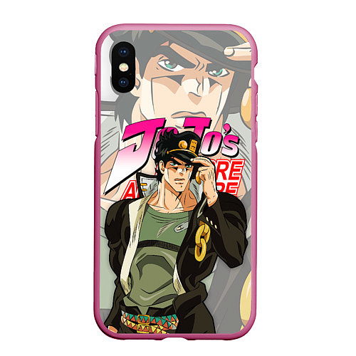 Чехол iPhone XS Max матовый JOJO BIZARRE ADVENTURE ДЖОДЖО / 3D-Малиновый – фото 1