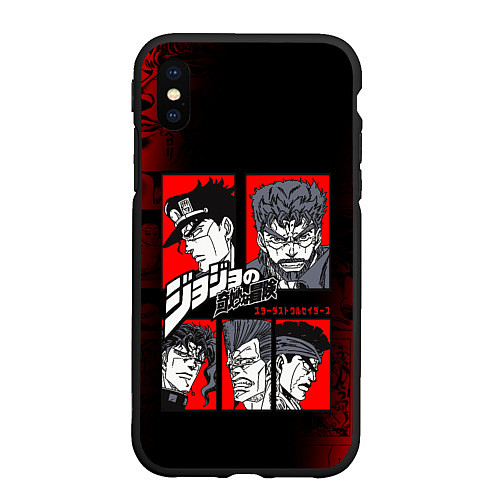 Чехол iPhone XS Max матовый JOJO BIZARRE ADVENTURE ДЖОДЖО АРТ / 3D-Черный – фото 1