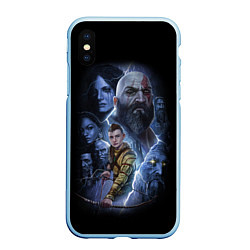 Чехол iPhone XS Max матовый GOD OF WAR РАГНАРЁК, цвет: 3D-голубой