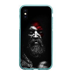 Чехол iPhone XS Max матовый ЛИЦО КРАТОСА, БОГ ВОЙНЫ GOD OF WAR, цвет: 3D-мятный