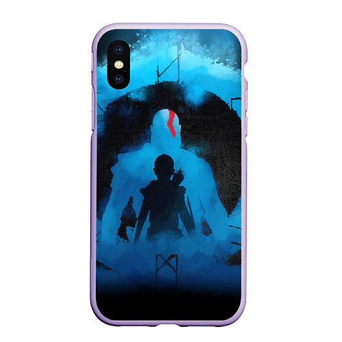 Чехол iPhone XS Max матовый БОГ ВОЙНЫ РАГНАРЁК GOD OF WAR / 3D-Светло-сиреневый – фото 1