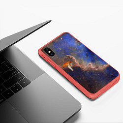 Чехол iPhone XS Max матовый Cosmic animal, цвет: 3D-красный — фото 2