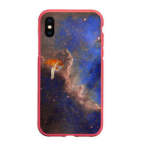 Чехол iPhone XS Max матовый Cosmic animal / 3D-Красный – фото 1