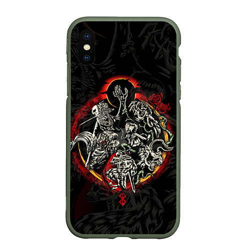 Чехол iPhone XS Max матовый ГЕРОЙ АНИМЕ БЕРСЕРК BERSERK / 3D-Темно-зеленый – фото 1