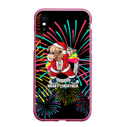 Чехол iPhone XS Max матовый Merry Christmas Mops Dabbing