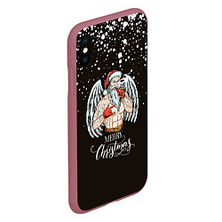 Чехол iPhone XS Max матовый Merry Christmas Santa c Крыльями Ангела, цвет: 3D-малиновый — фото 2