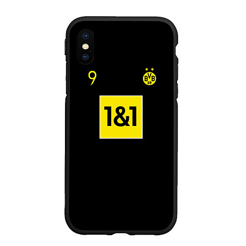 Чехол iPhone XS Max матовый Haaland 9 - Borussia Dortmund / 3D-Черный – фото 1