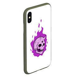 Чехол iPhone XS Max матовый Череп Scary Demon парный, цвет: 3D-темно-зеленый — фото 2